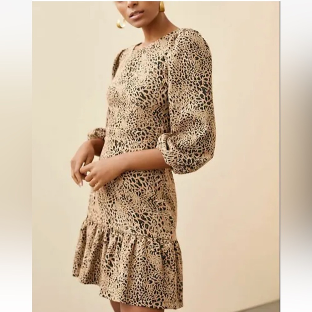 Anthropologie Maeve leopard print mini dress